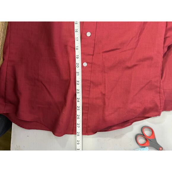 Vintage 1970s Sears Kings Road Button Down Dress Shirt Burgundy Mens M - Picture 7 of 8